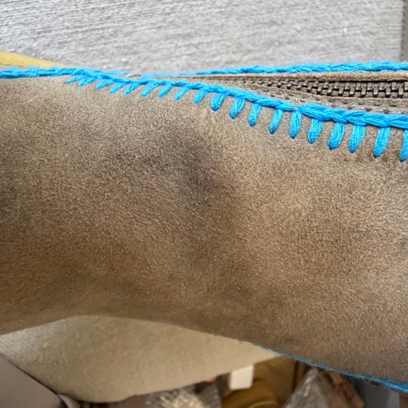 Free peopleNew LaidBack London Setsu Gray Suede blue crochet Shearling Cozy ❤️🎁 - Picture 10 of 10